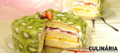 Bolo de natas e fruta