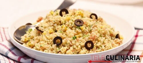 Salada de millet com legumes e azeitonas
