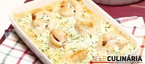 Filetes de peixe-galo gratinados