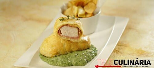 Pescada Wellington com esparregado