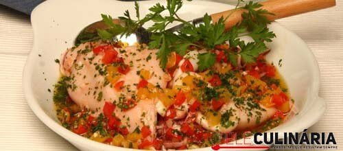 Lulas com molho de pimentos