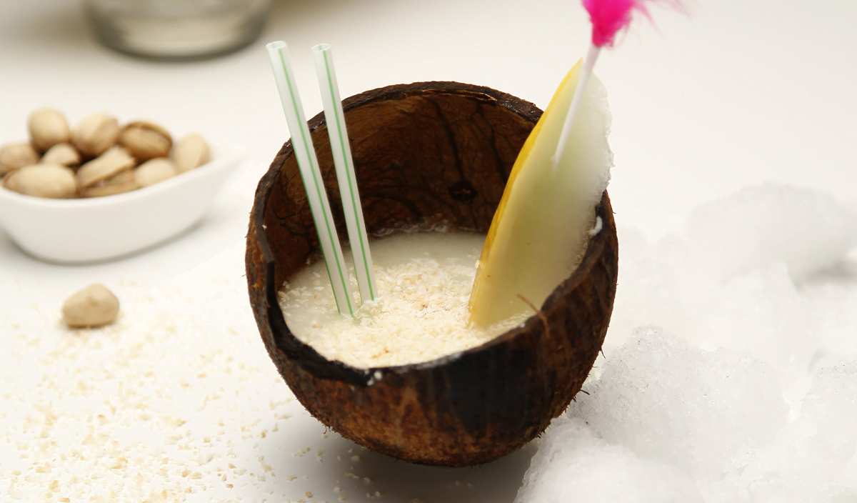 Batido de melão e leite de coco