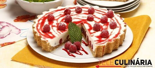 Tarte de queijo e framboesas
