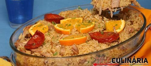 Arroz de pato desfiado com laranja