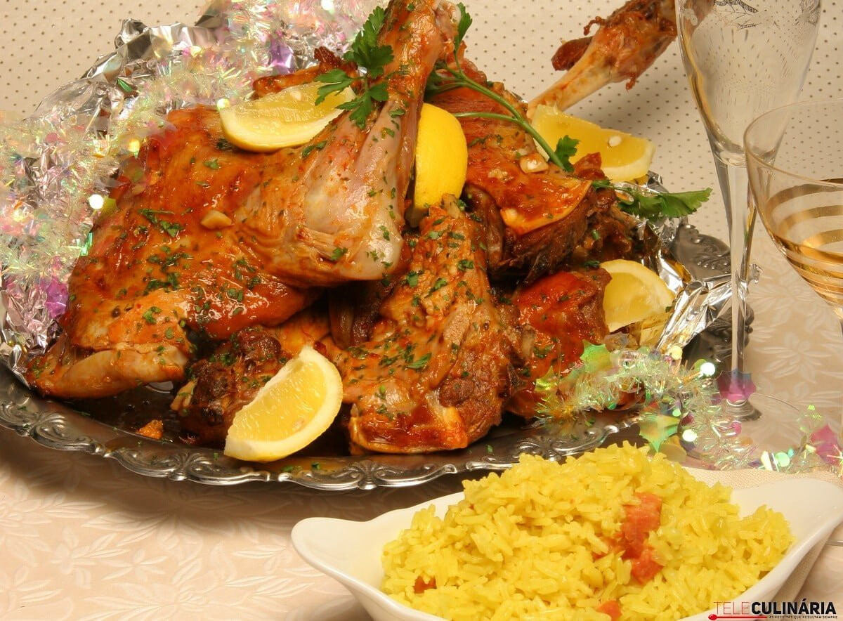 Cabrito assado com arroz