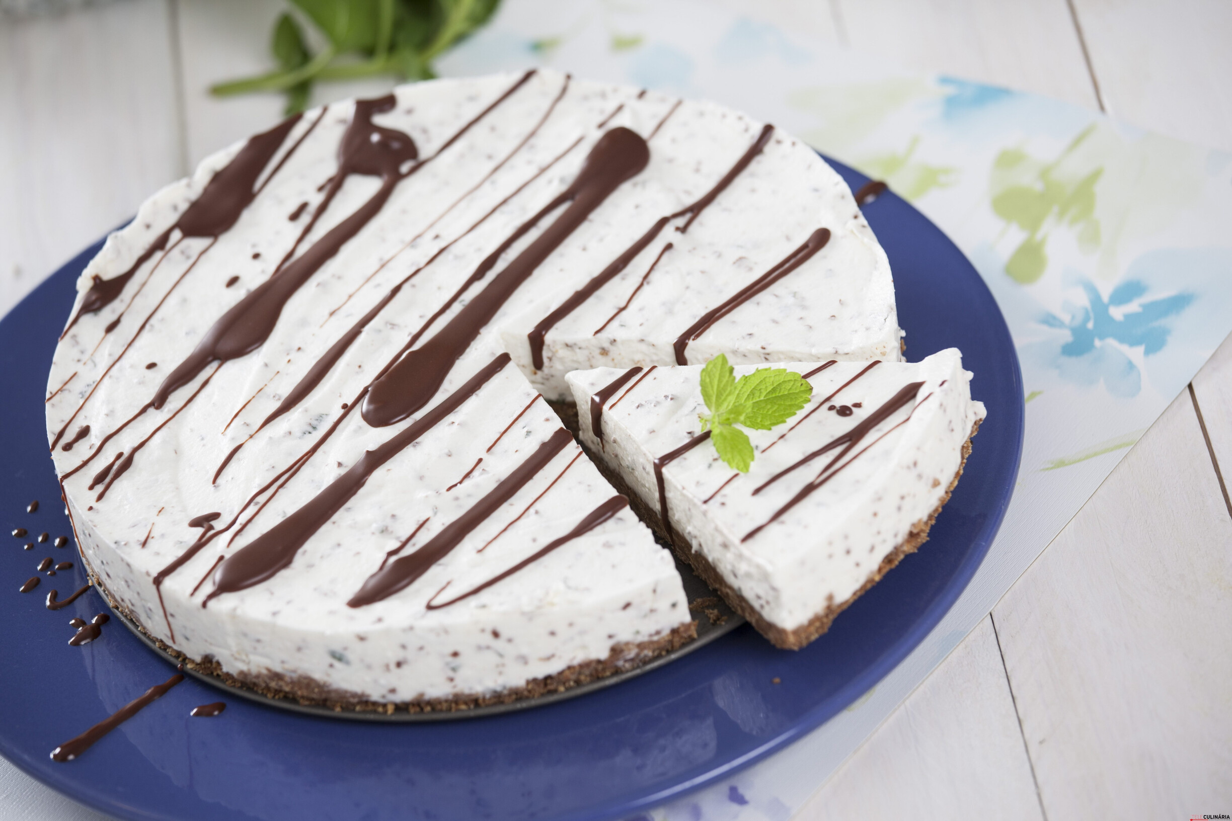 Cheesecake de chocolate e hortelã