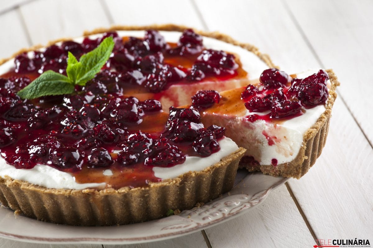 Tarte de cheesecake com framboesas
