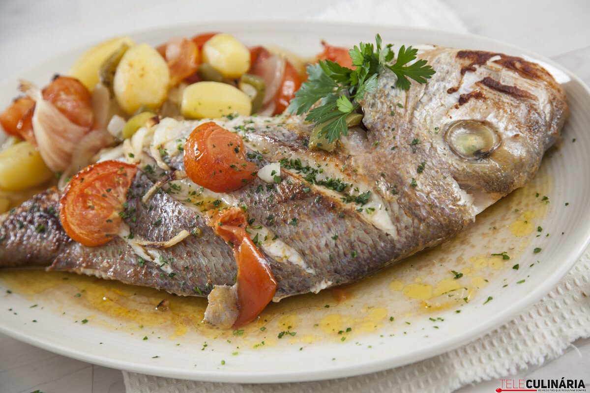 Pargo no forno com batatinhas assadas