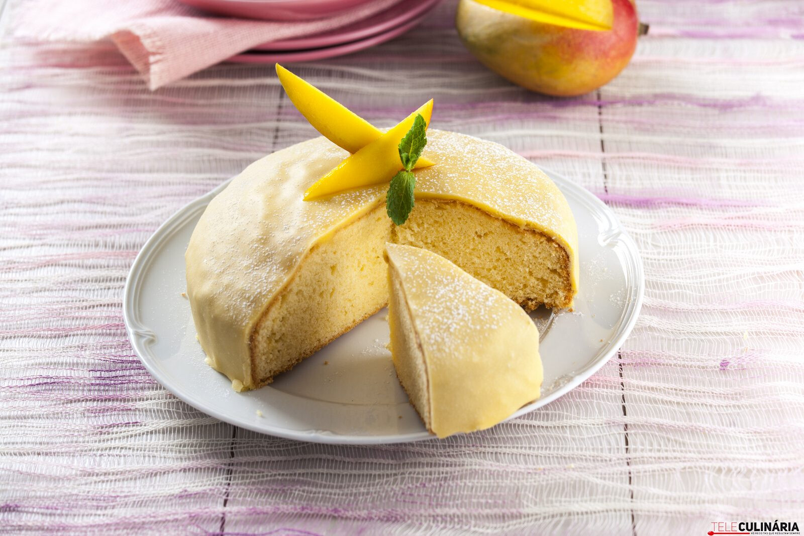 Bolo com glace de manga
