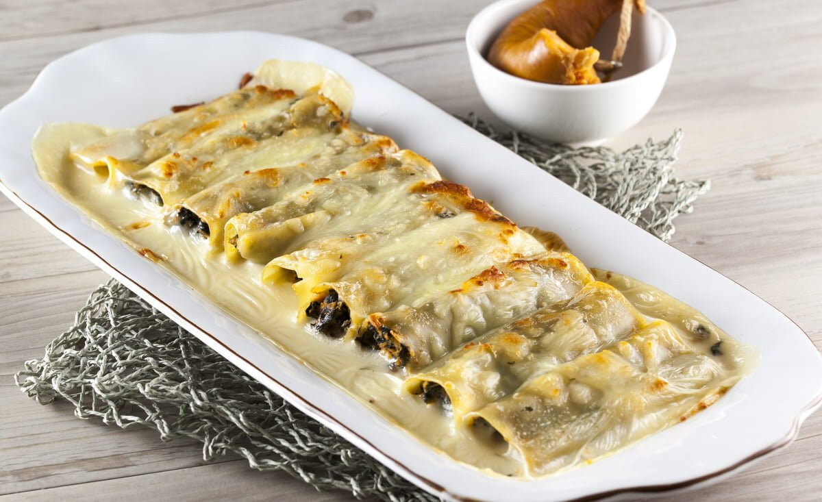Canelones de porco com farinheira