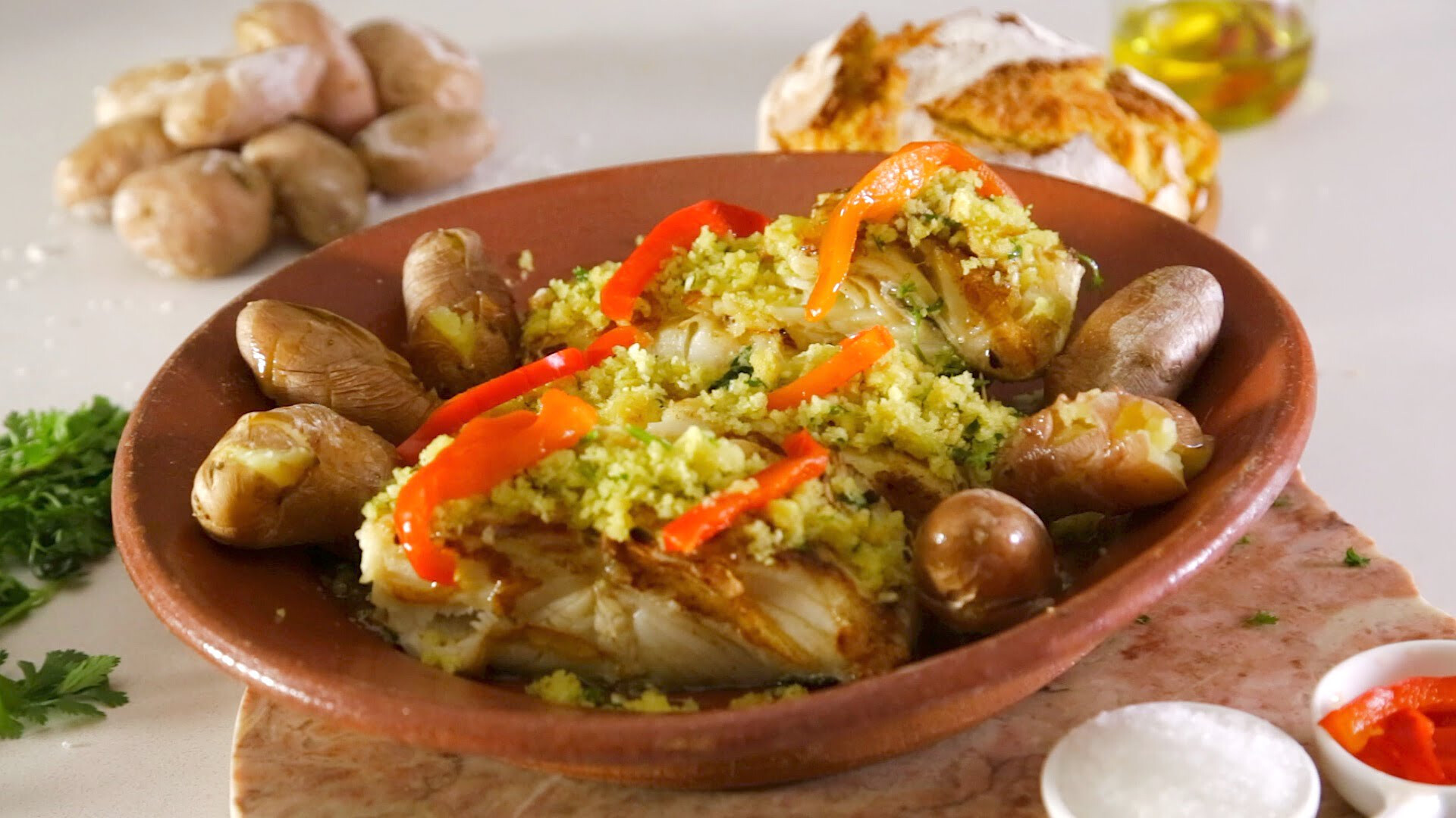 Bacalhau grelhado com broa