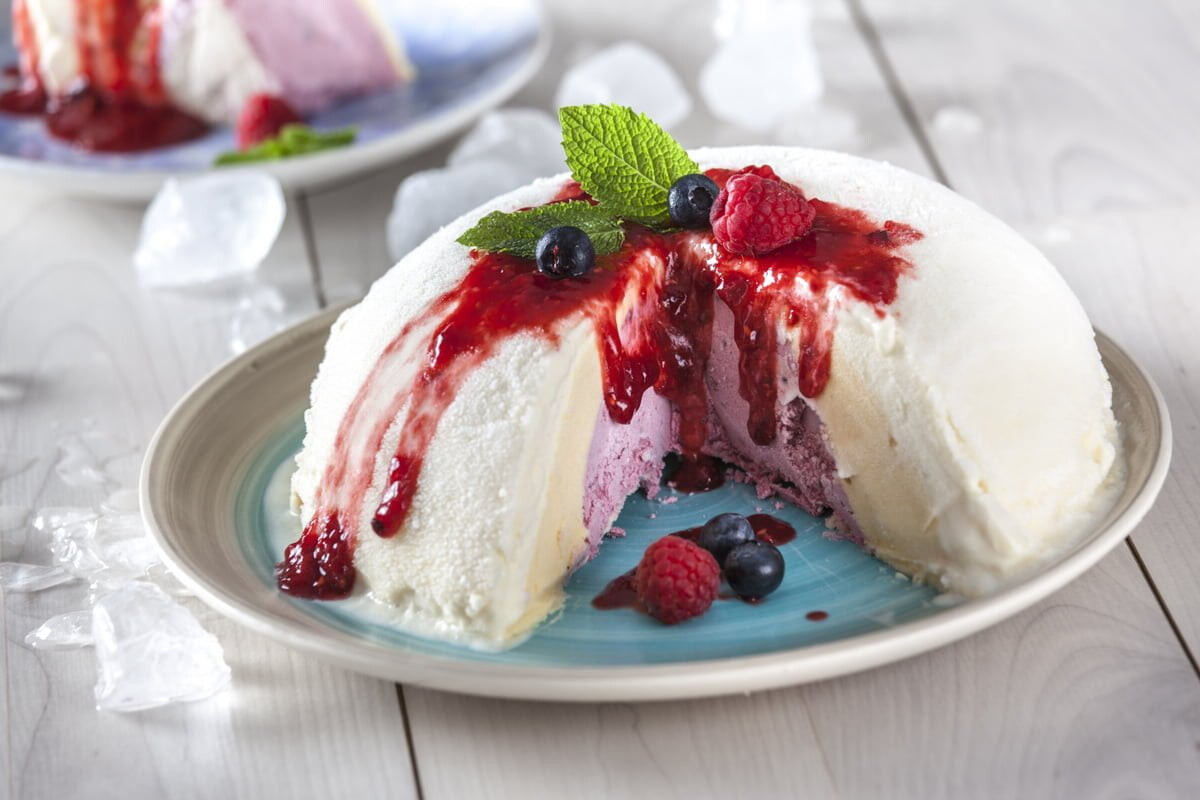 Cassata de framboesa e pêssego (robot de cozinha)