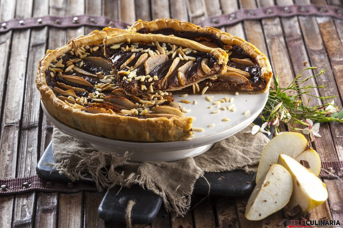 Receita de tarte de pêras e canela