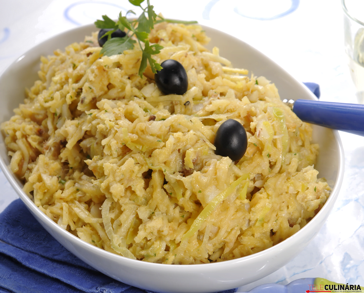 Bacalhau à Brás com alho francês