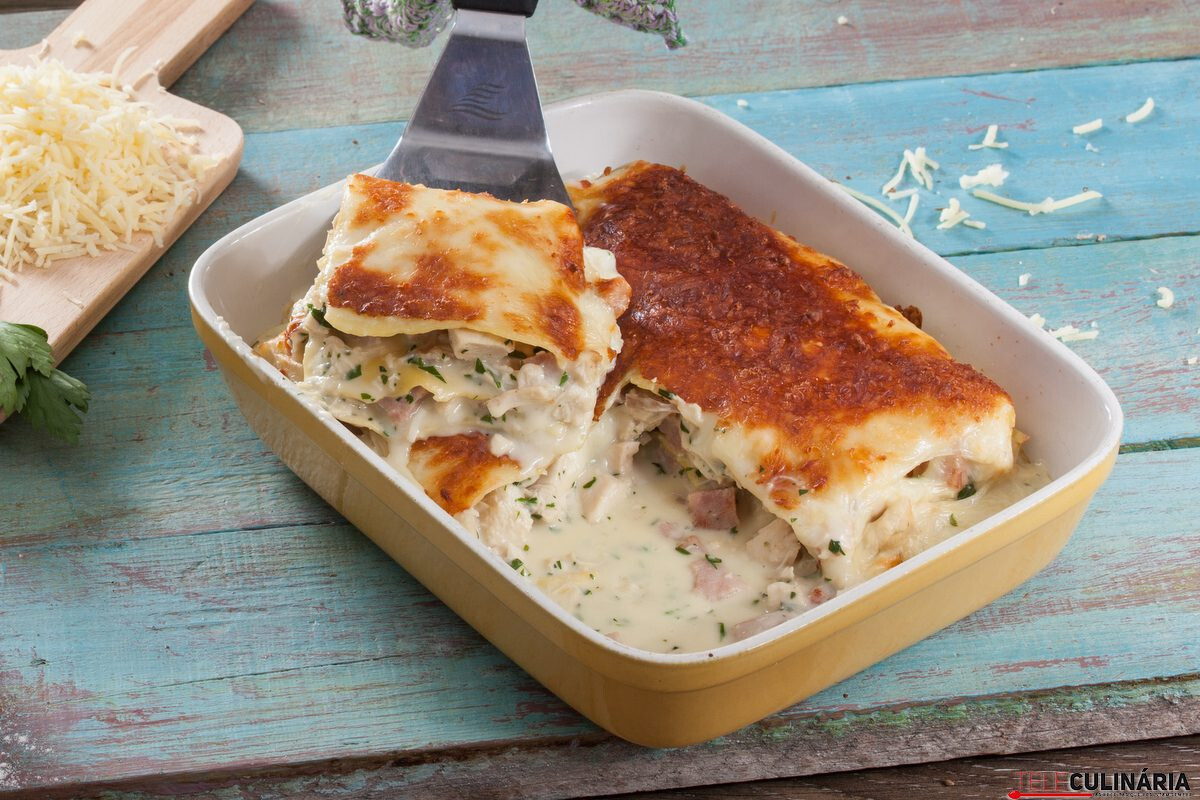 Lasanha de frango e bacon