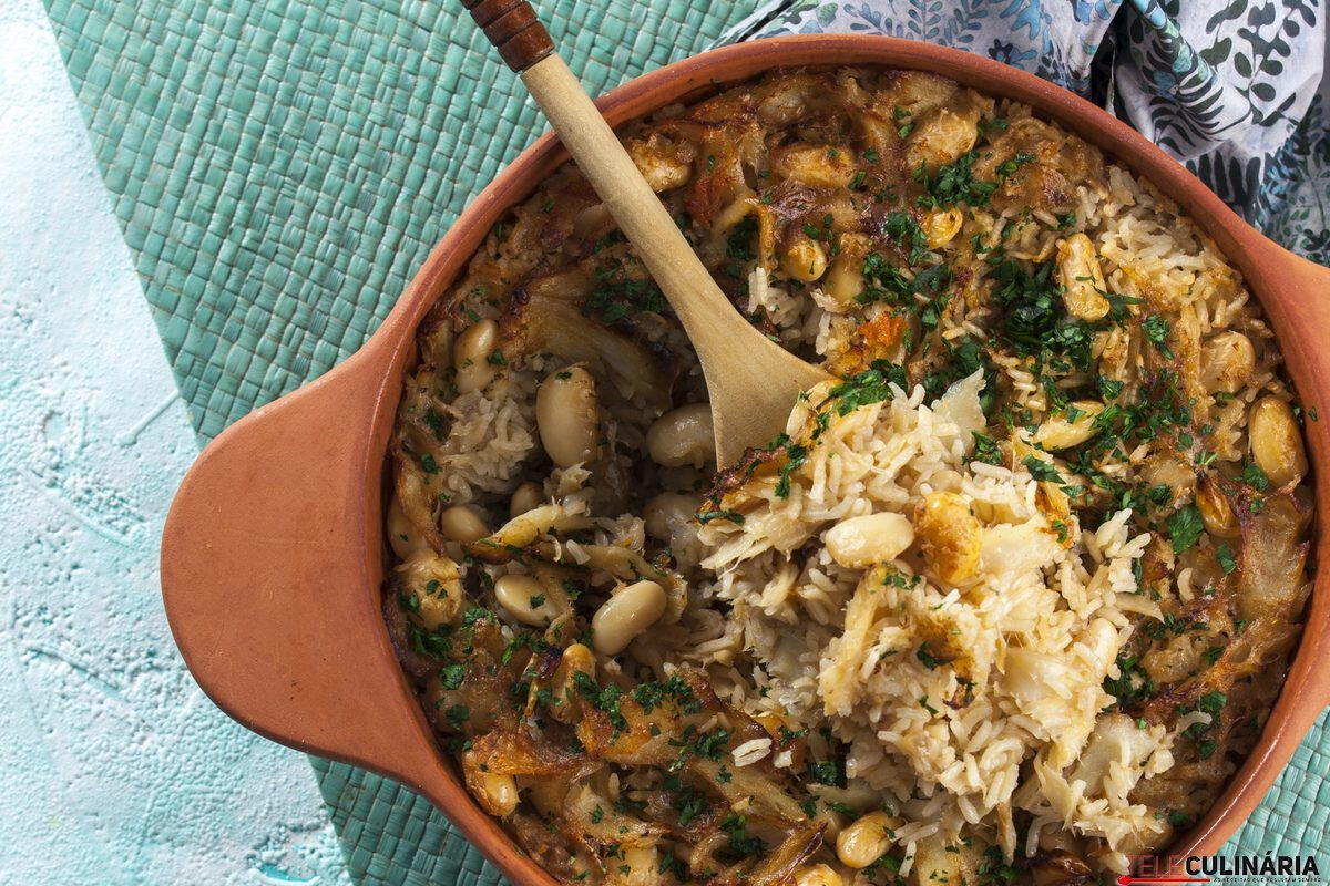 Receita de arroz de bacalhau no forno