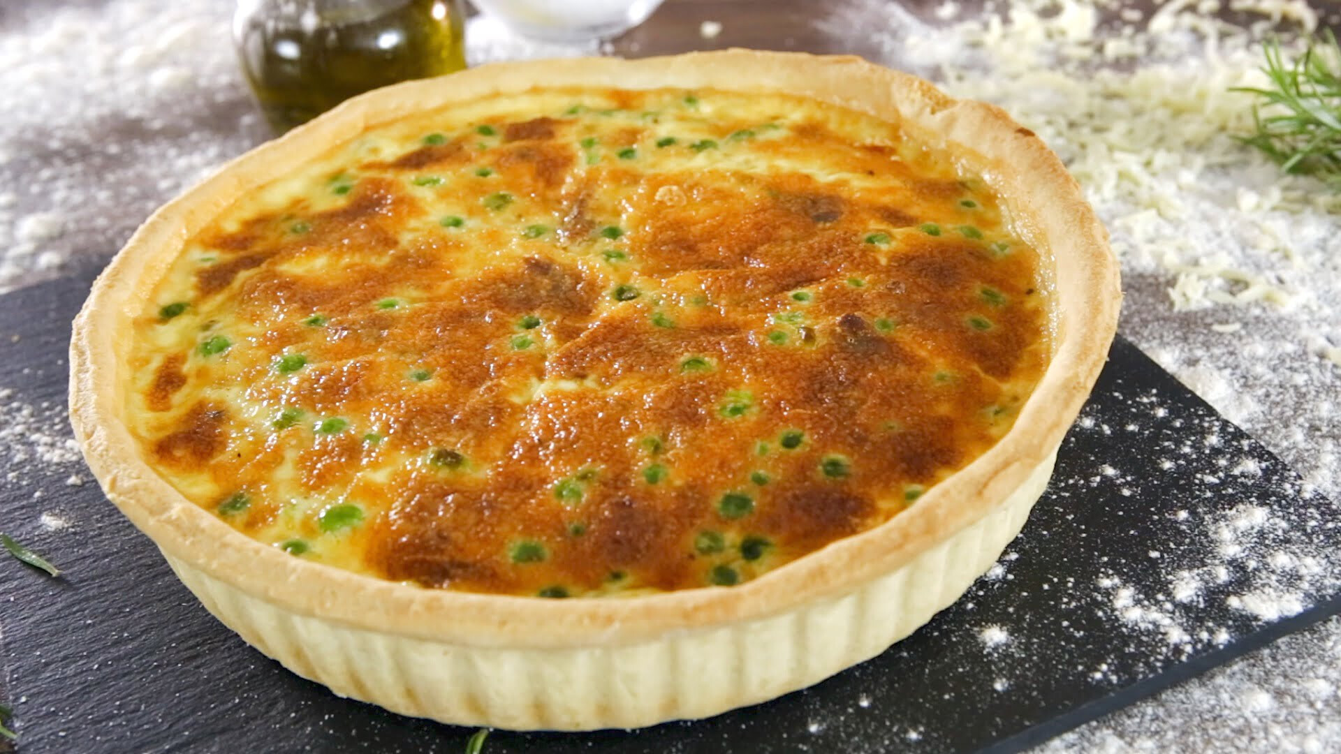 Quiche de ervilhas e farinheira