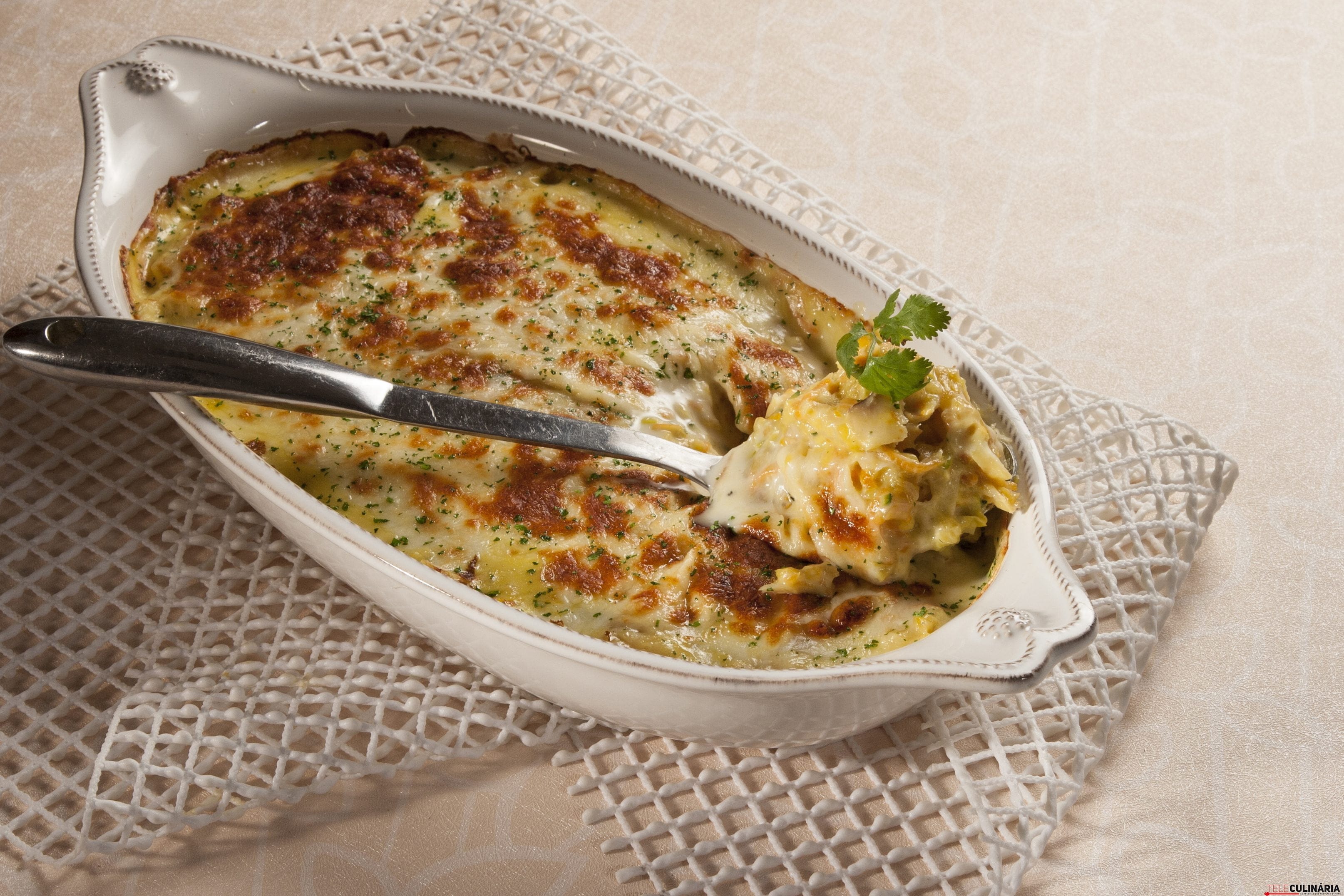 Bacalhau Gratinado com Batata Doce