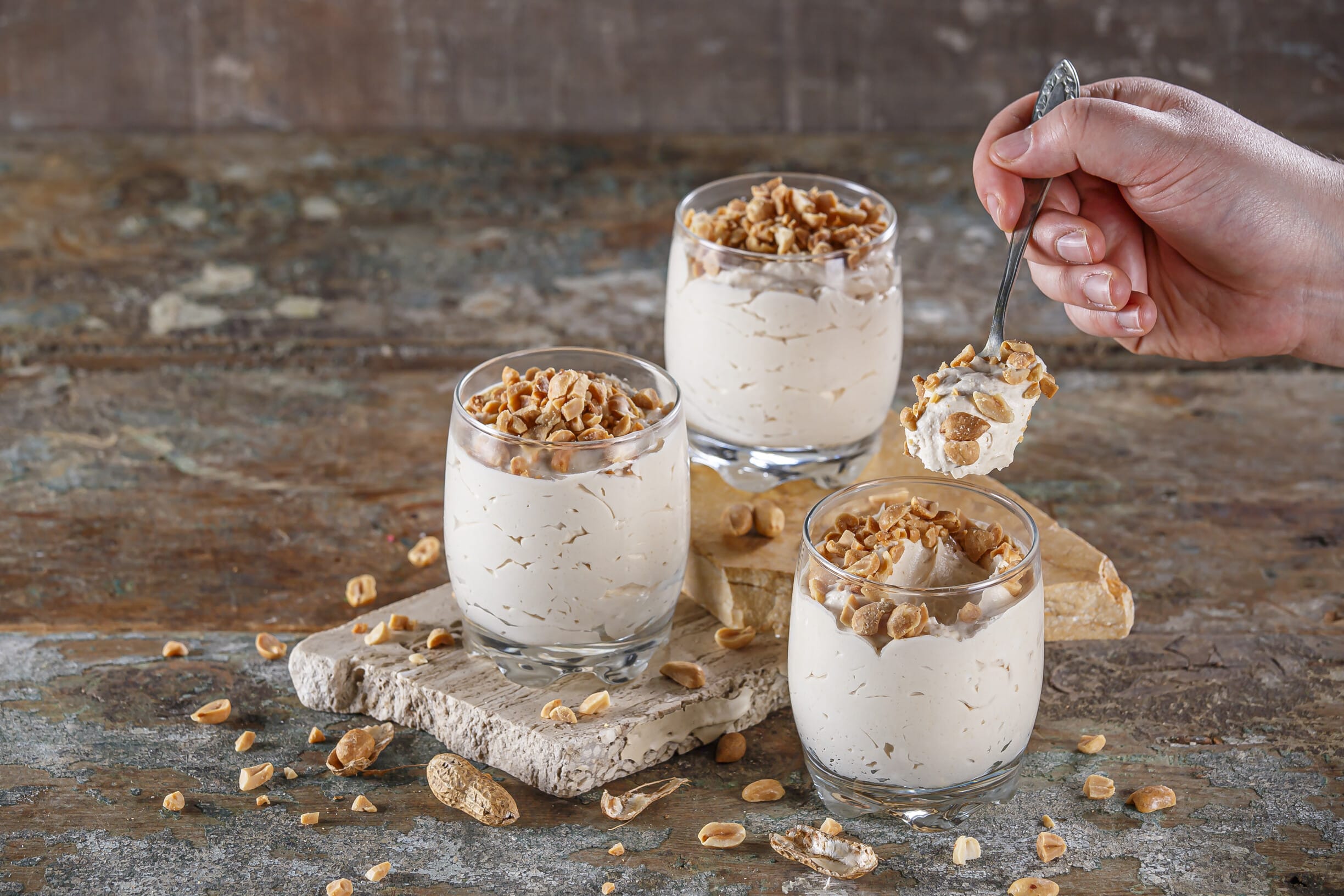 Mousse de manteiga de amendoim low-carb