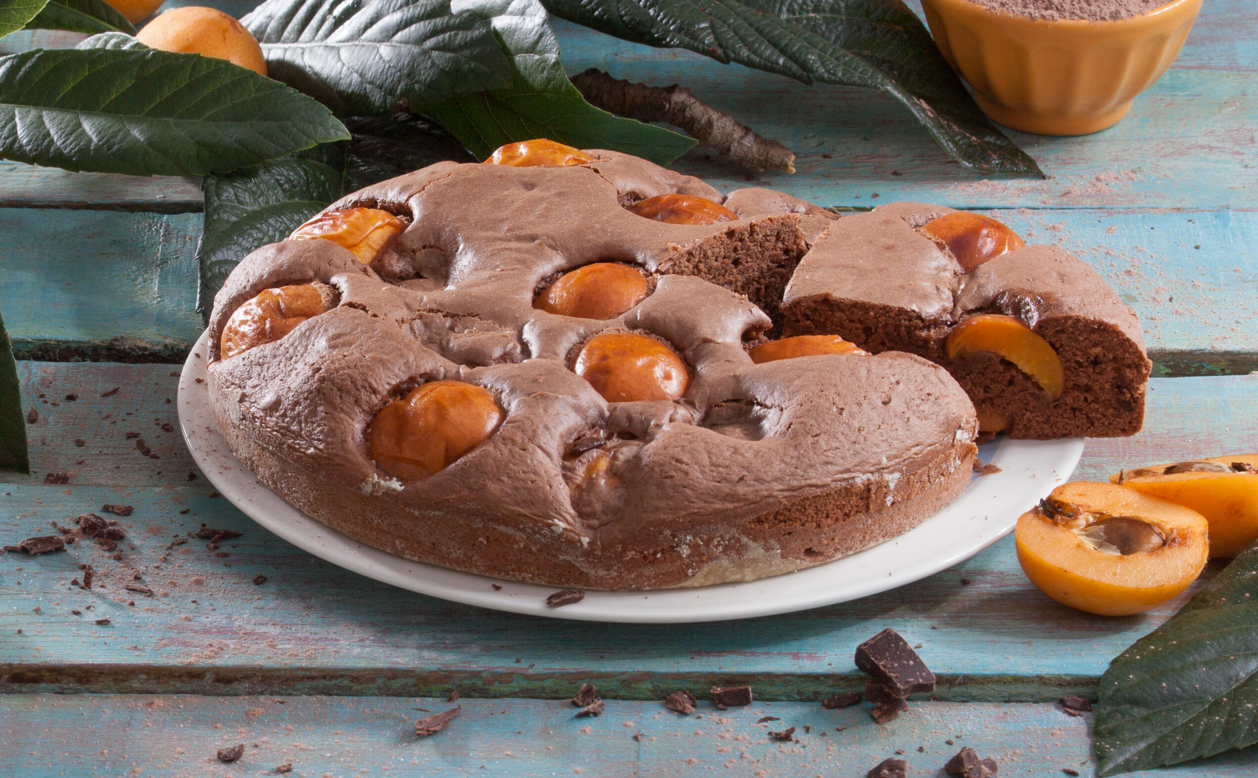 Bolo de chocolate e nêsperas