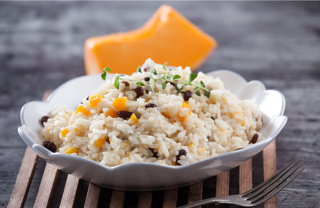 Arroz de abóbora e passas