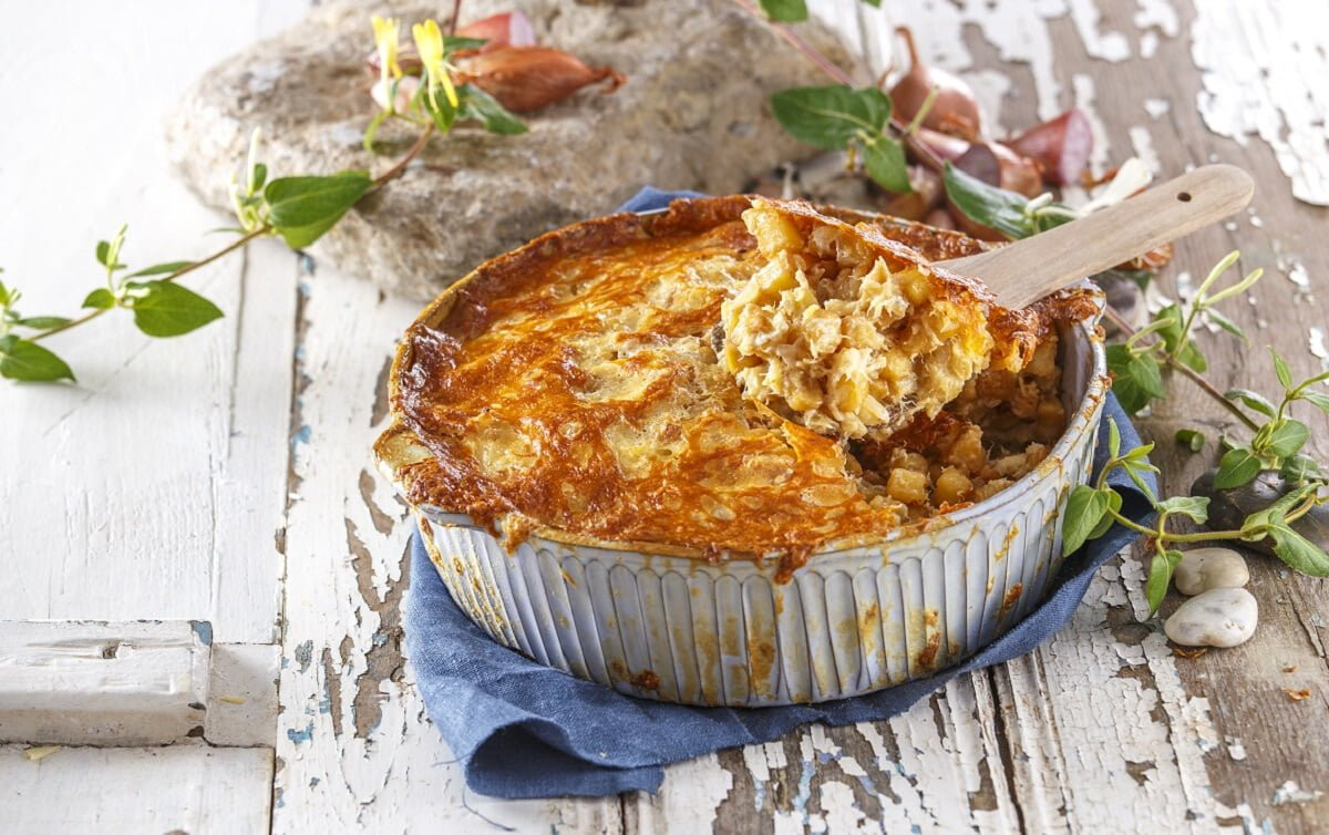 Tabuleiro de bacalhau com natas