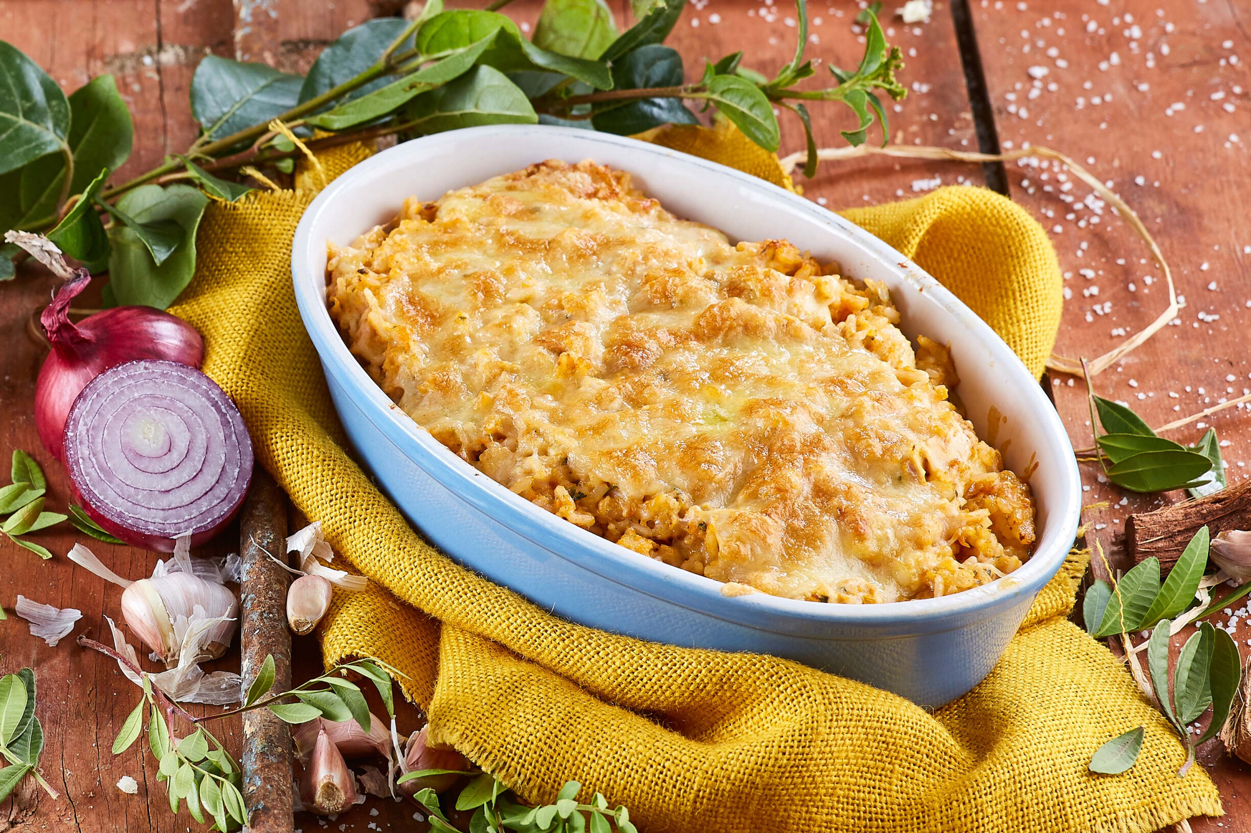 Arroz de frango gratinado