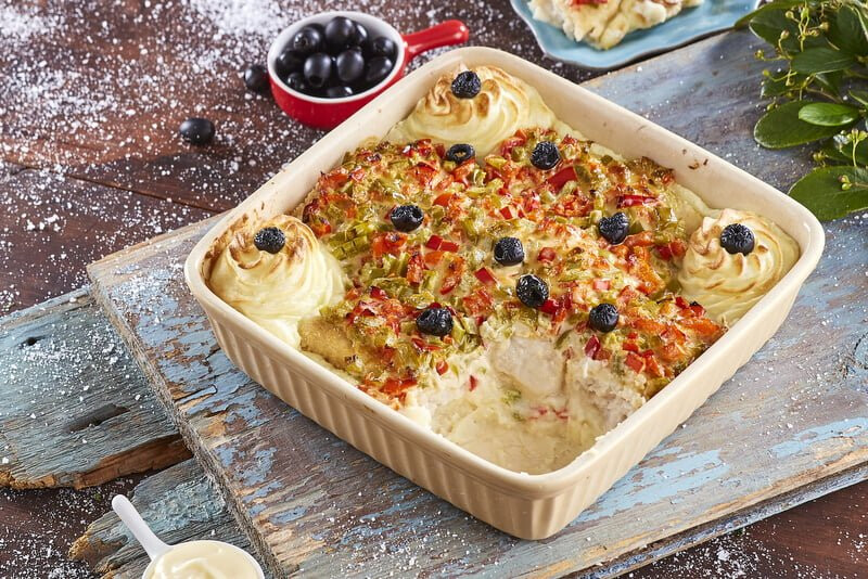 Gratinado de peixe com maionese