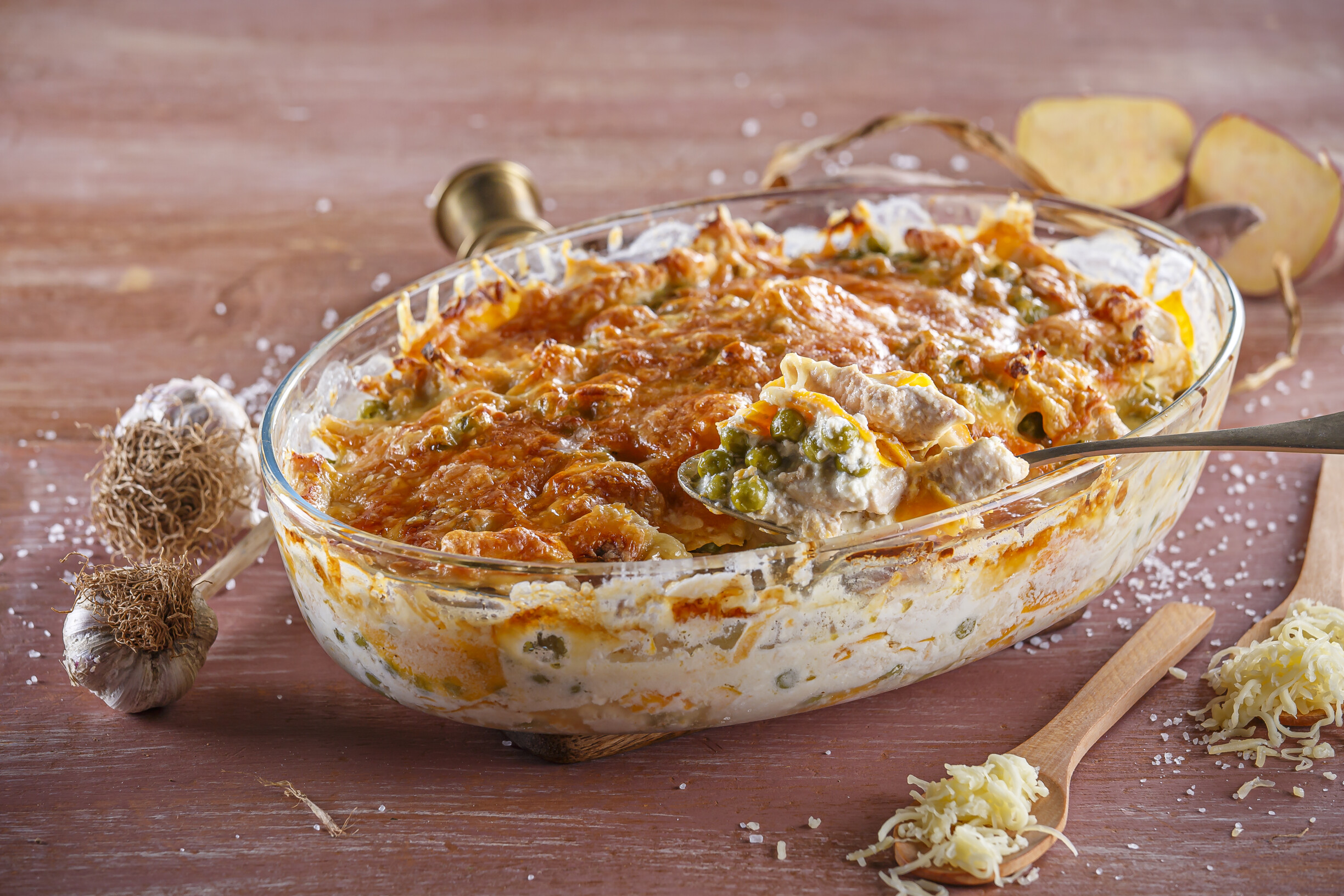 Gratinado de frango e batata-doce