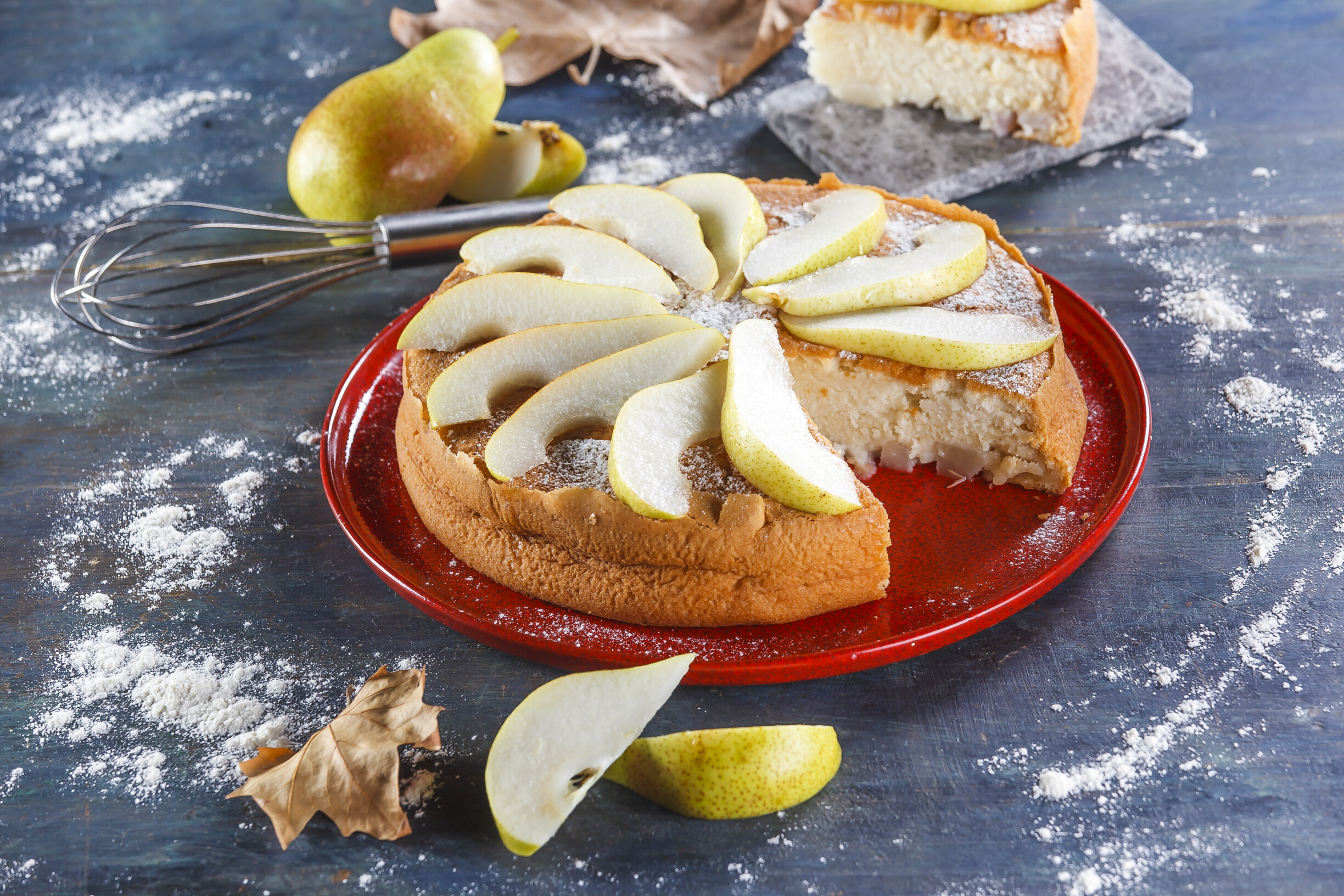 Bolo de claras e peras