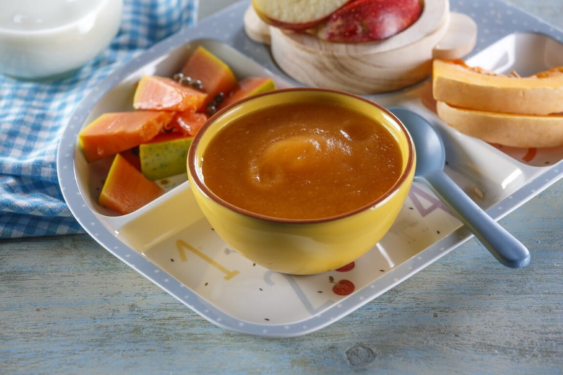 Puré de abóbora com fruta e cereais (bebé a partir dos 6 meses)