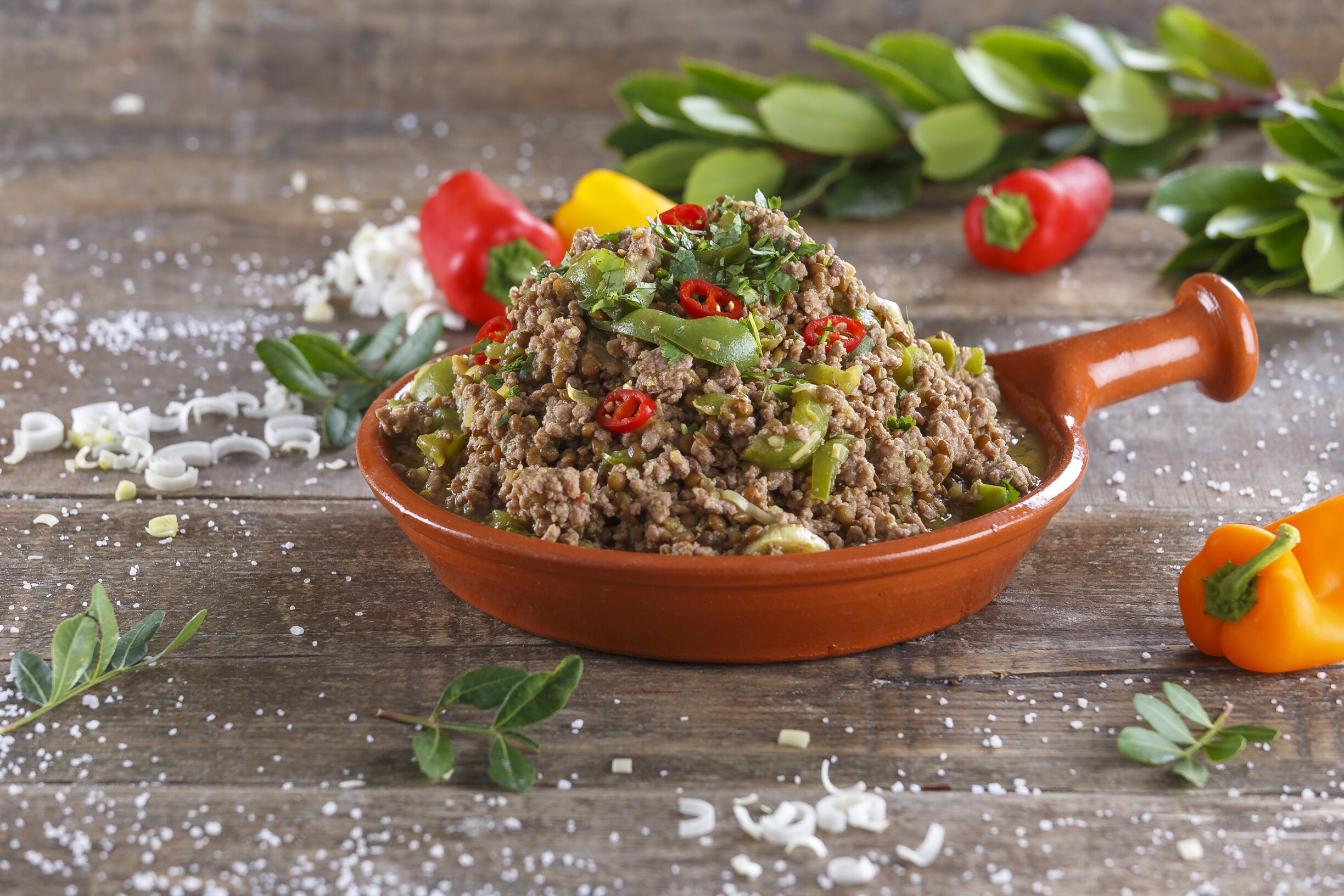 Picadinho de vaca com lentilhas