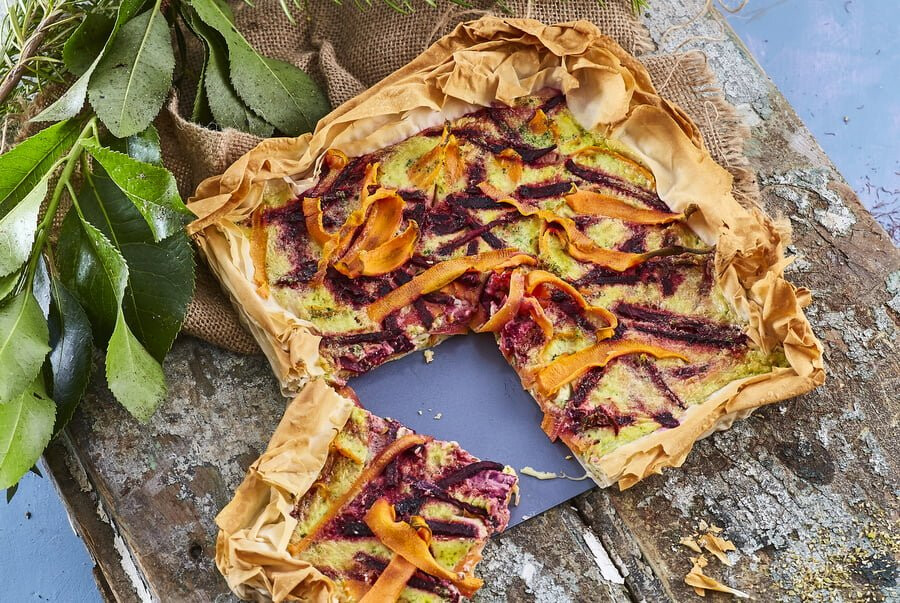 Tarte de cenoura e beterraba