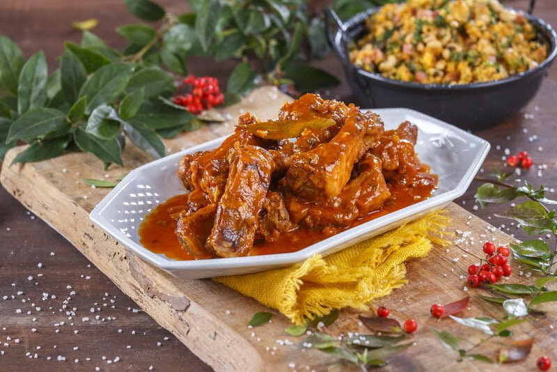 Entrecosto com migas