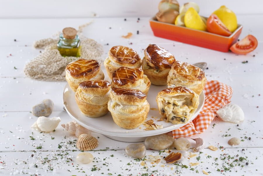 Empadas de marisco (massa folhada)