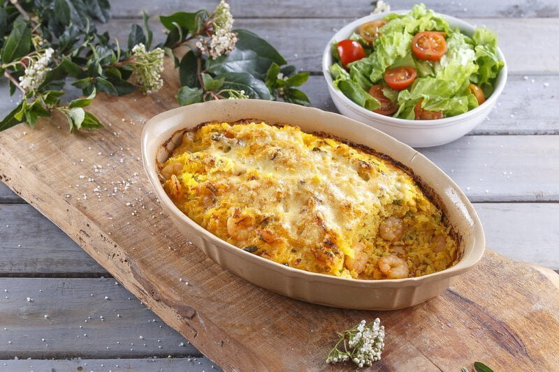 Arroz de camarão no forno