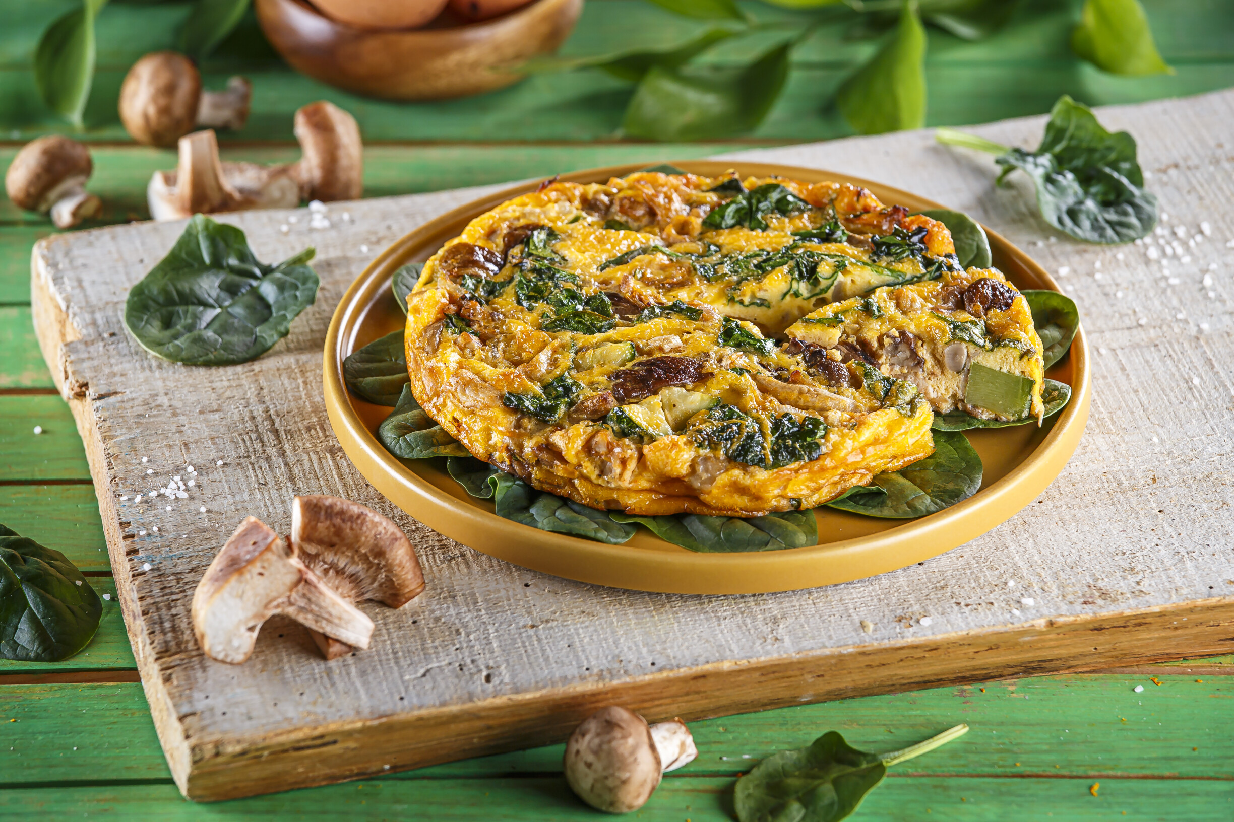 Tortilha de frango com cogumelos