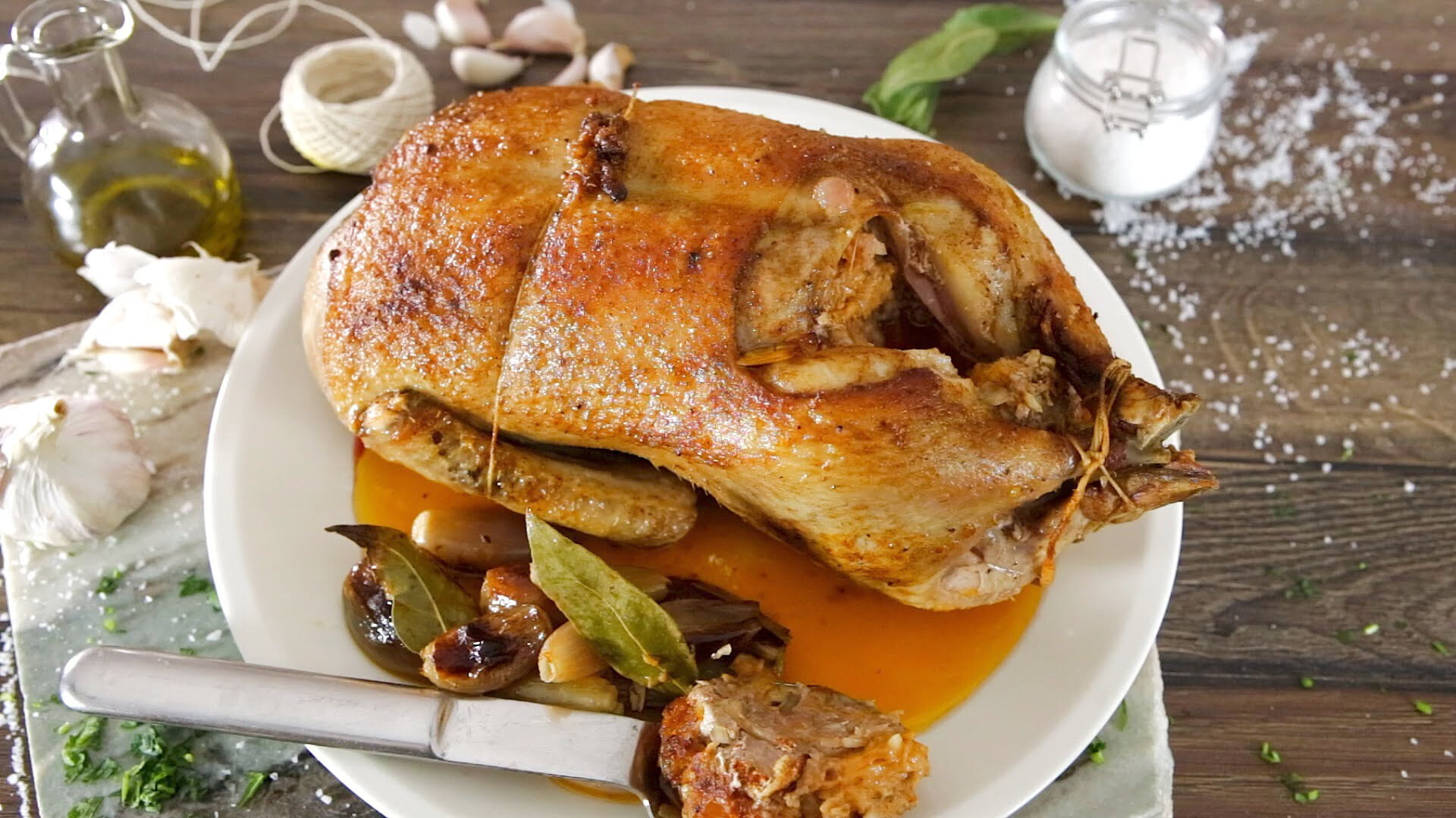 Pato recheado no forno