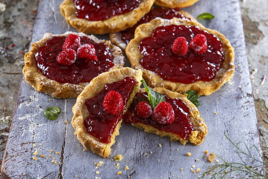 Tarteletes de geleia de framboesa