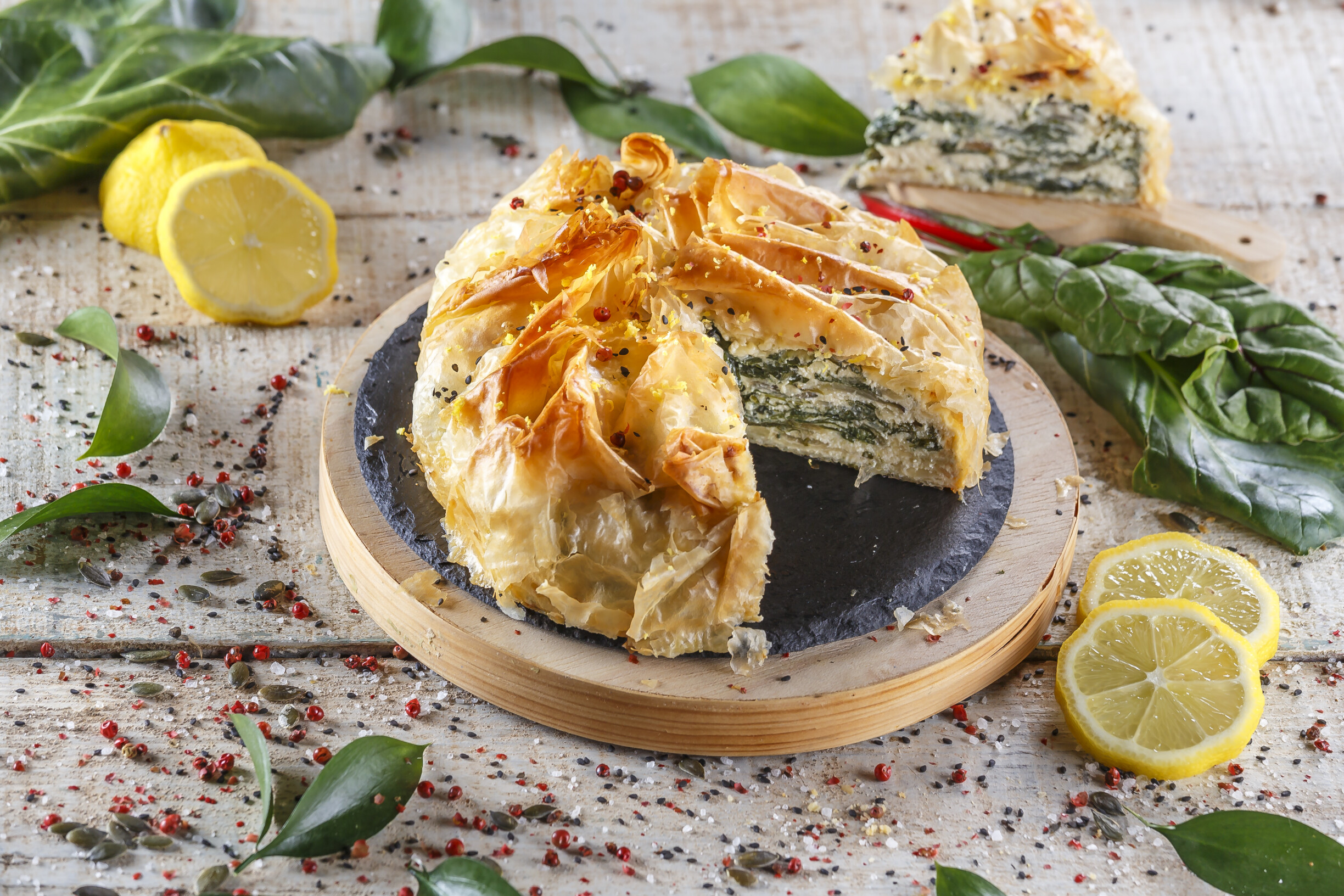 Tarte de acelga com limão e queijo