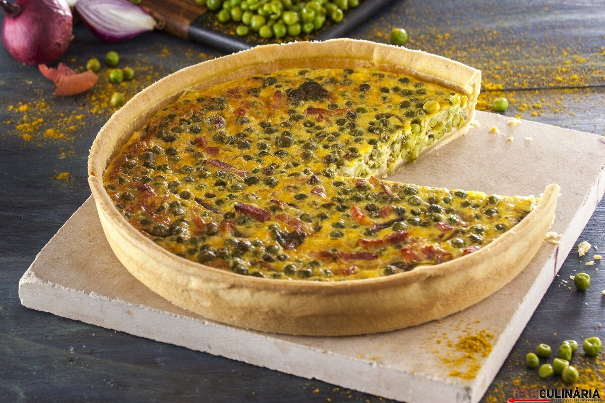 Tarte de ervilhas e bacon