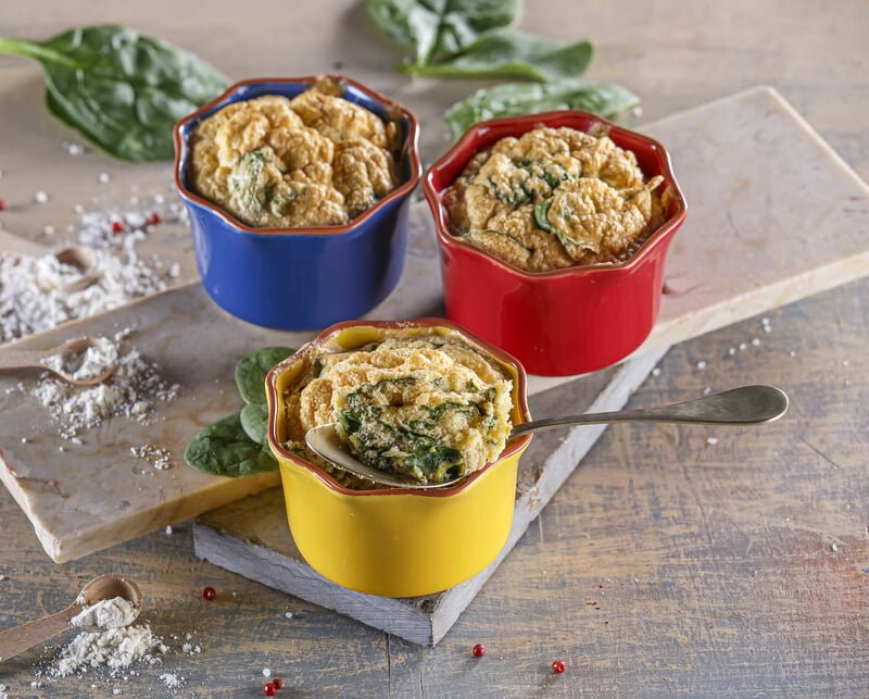 Soufflé de talos e folhas