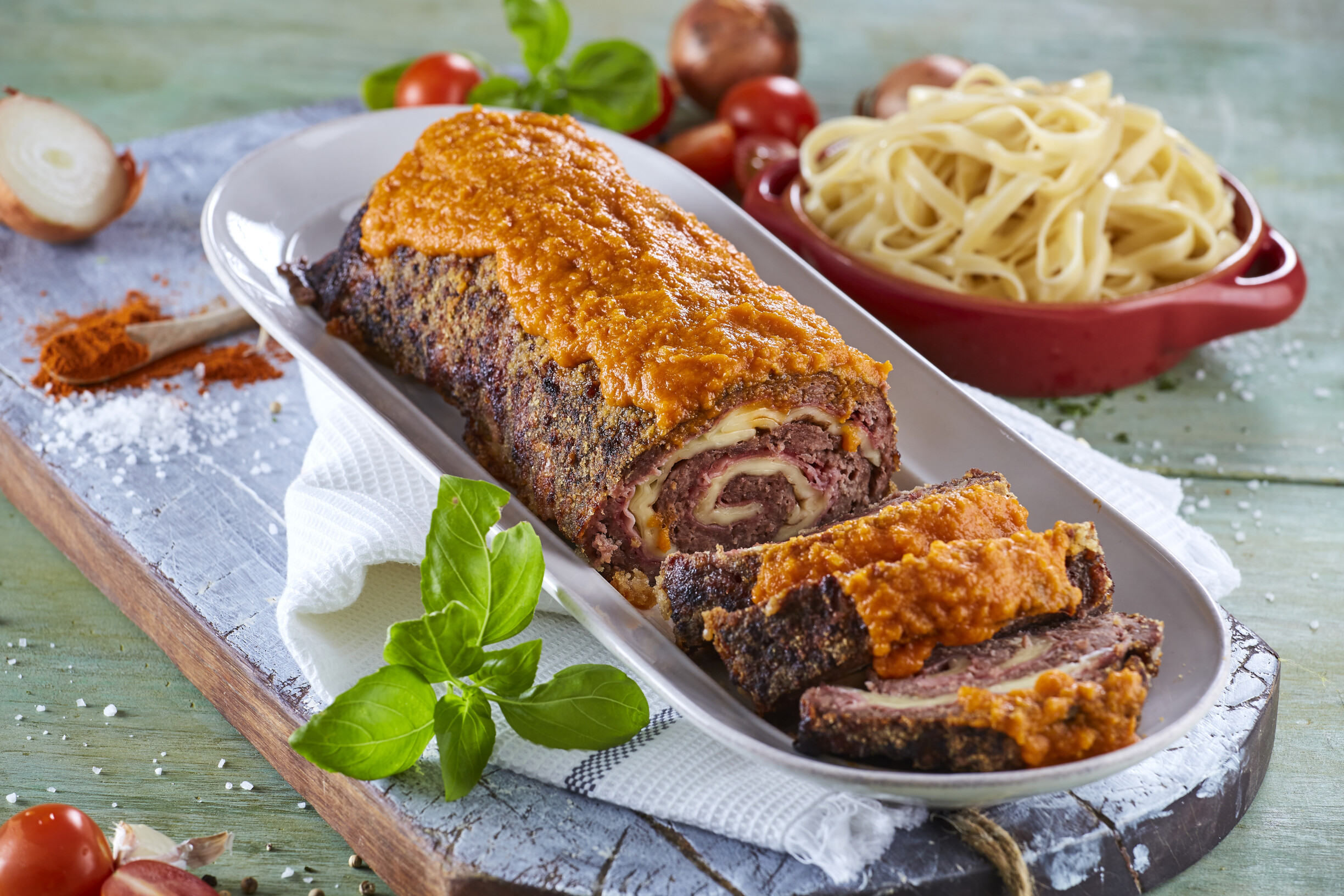 Rolo de carne com massa