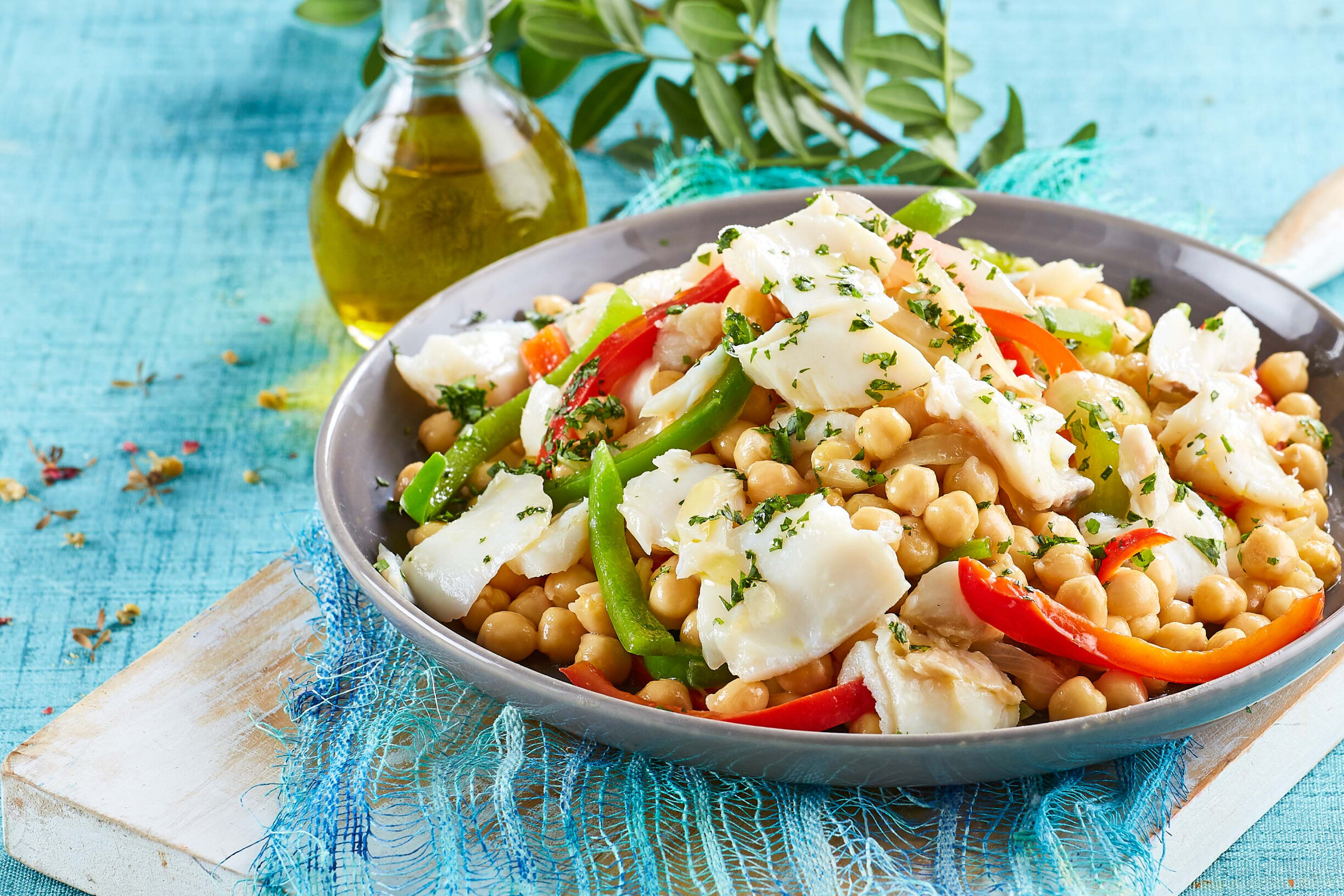 Salada fria de bacalhau com grão