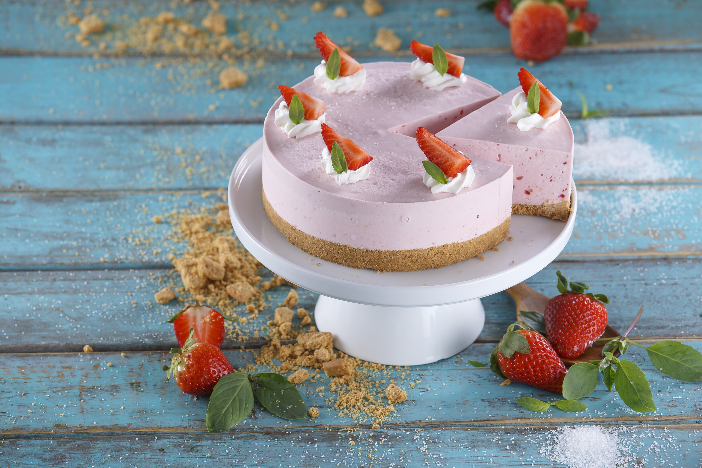 Cheesecake de morangos e natas