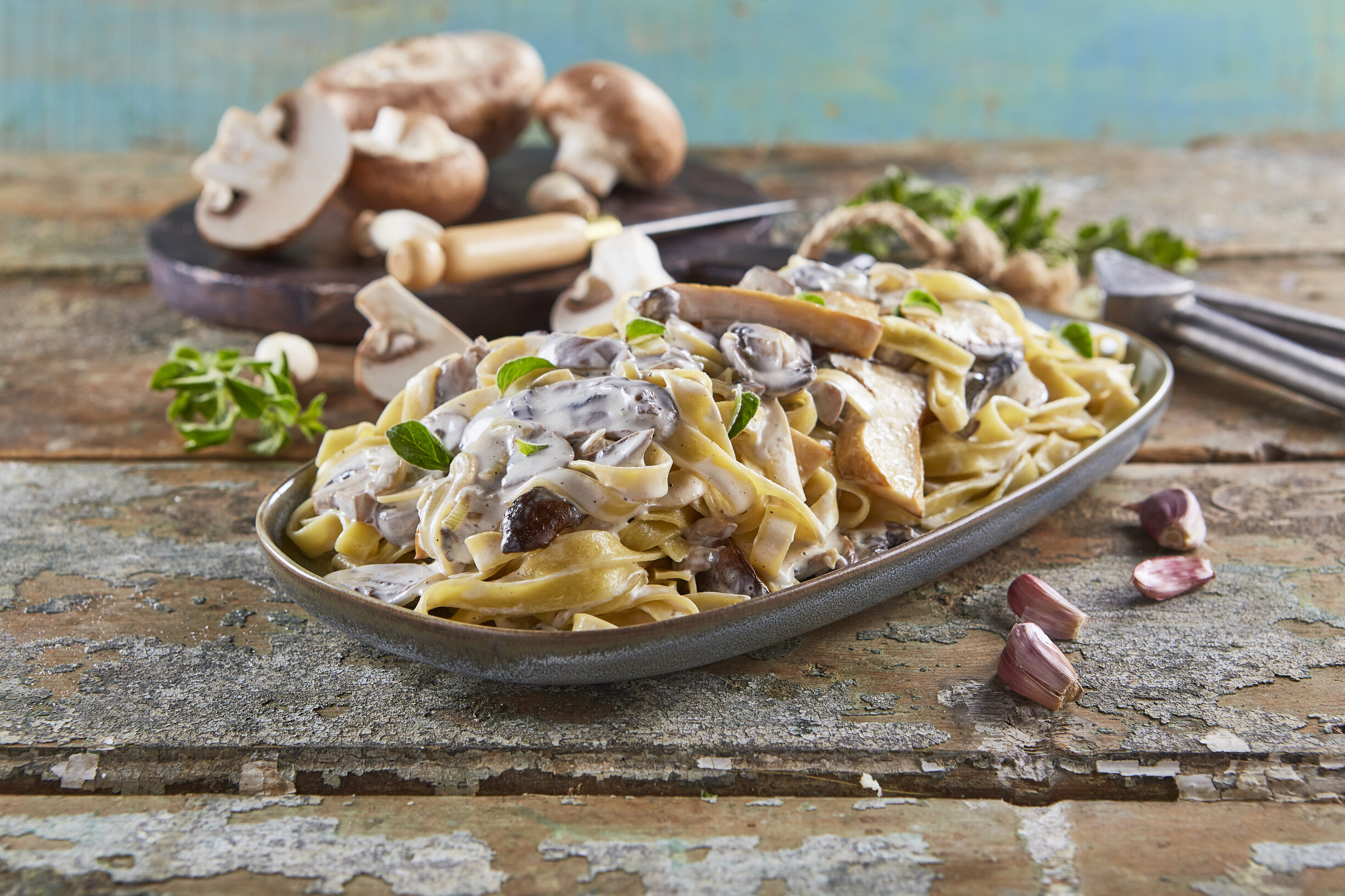 Tagliatelle cremoso de cogumelos