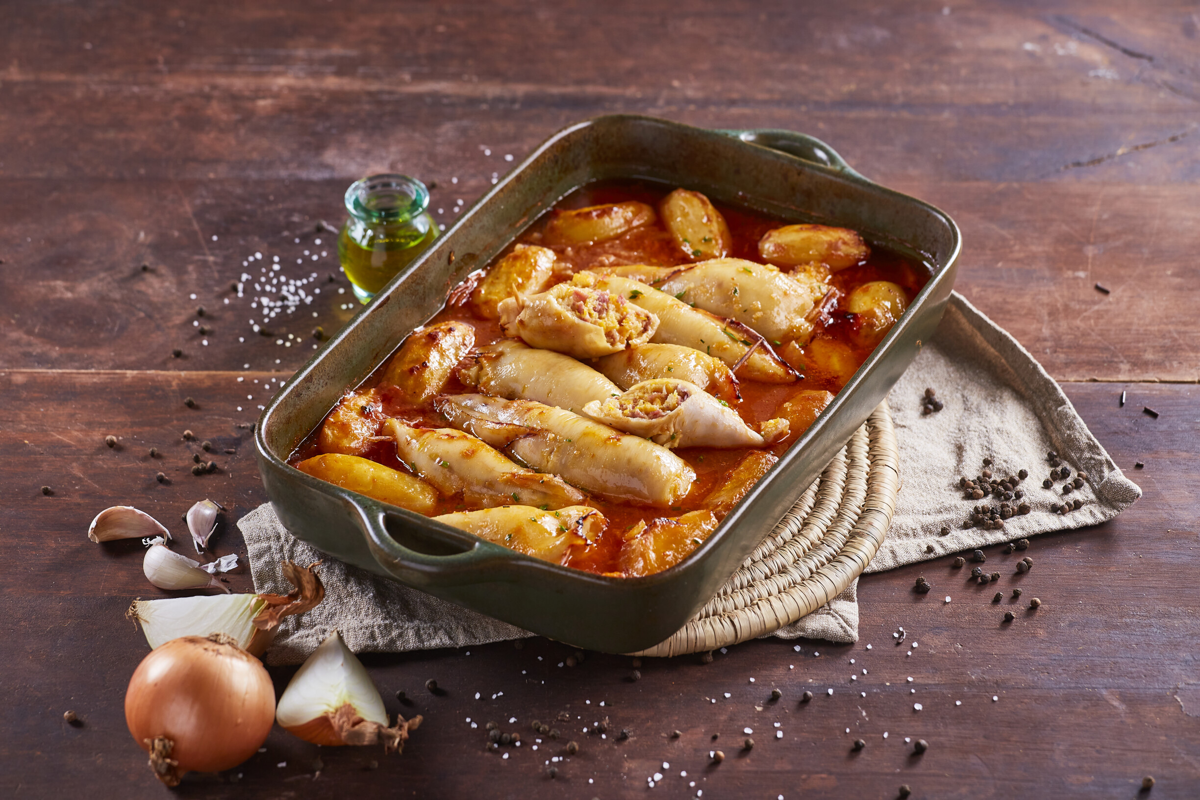 Lulas recheadas no forno