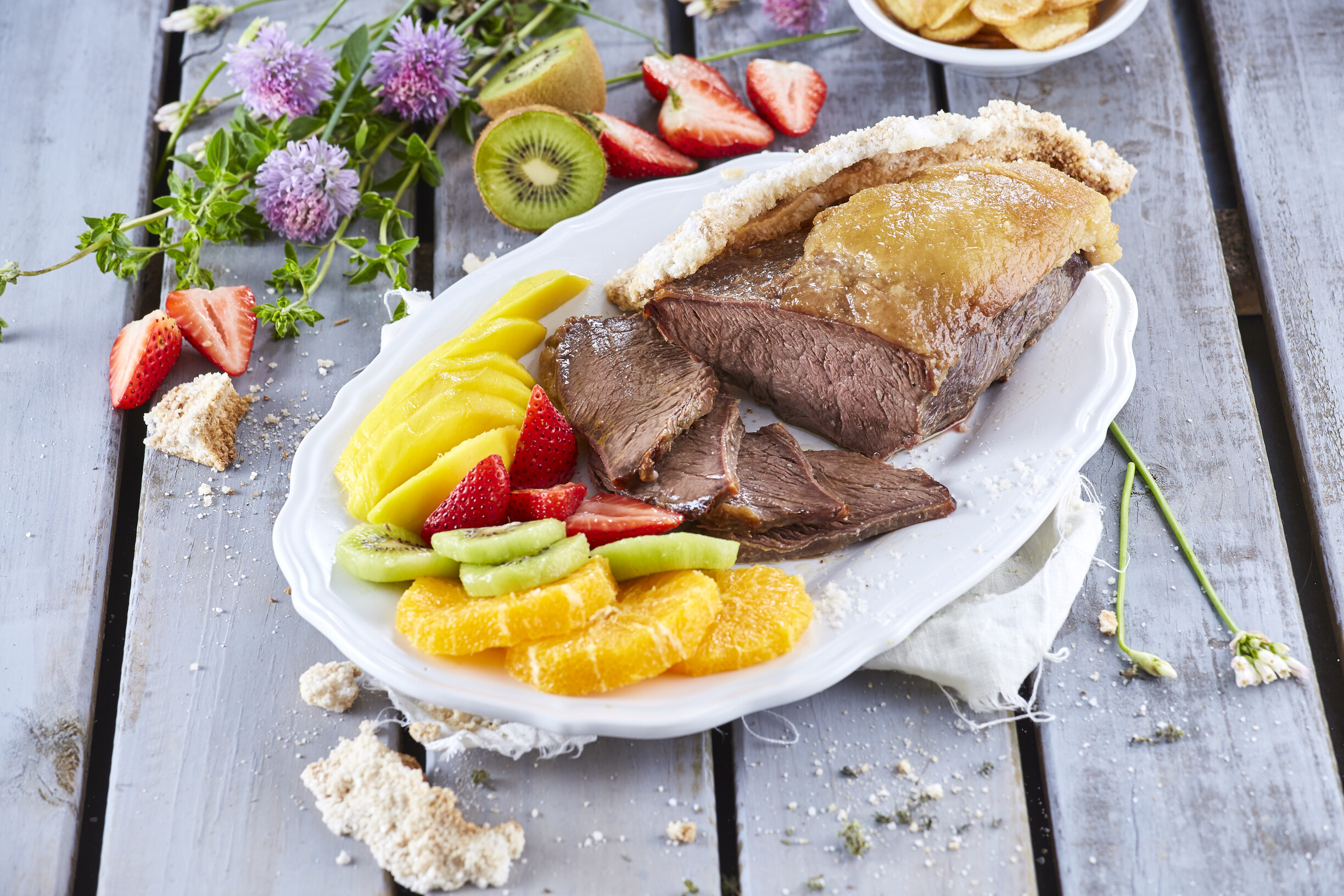 Picanha ao sal com fruta