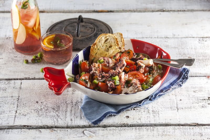 Salada fresca de polvo