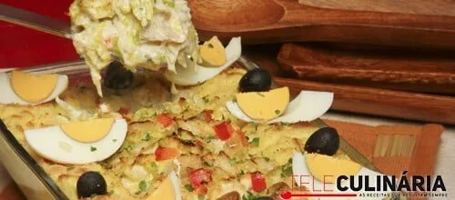 Bacalhau corado com lombardo e puré de batata